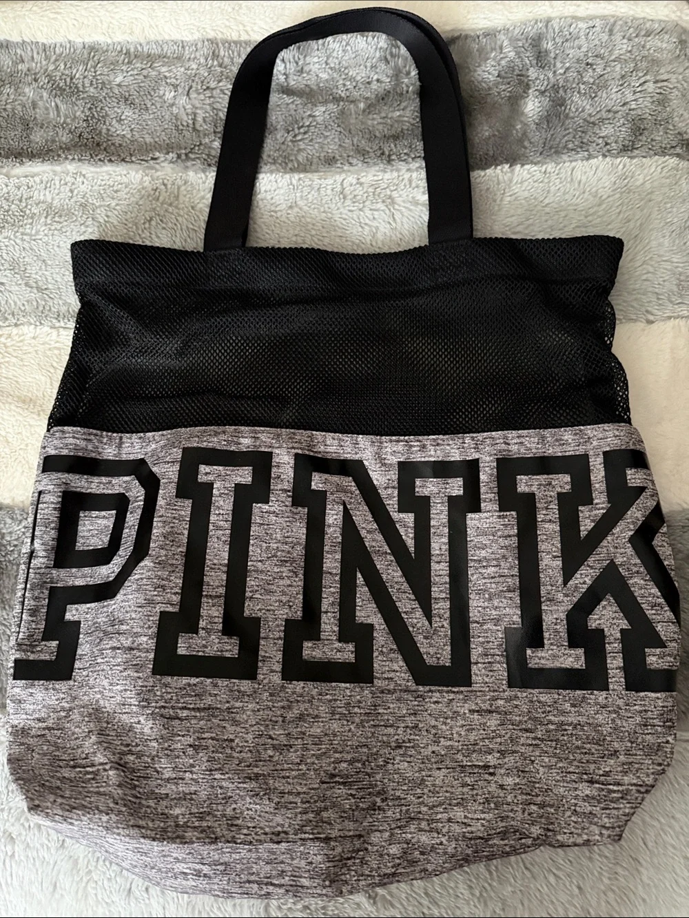 PINK Victoria's Secret Black & Gray Logo Tote